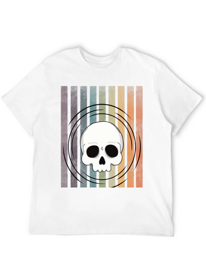 Striped Skull Graphic Tee - Retro Style