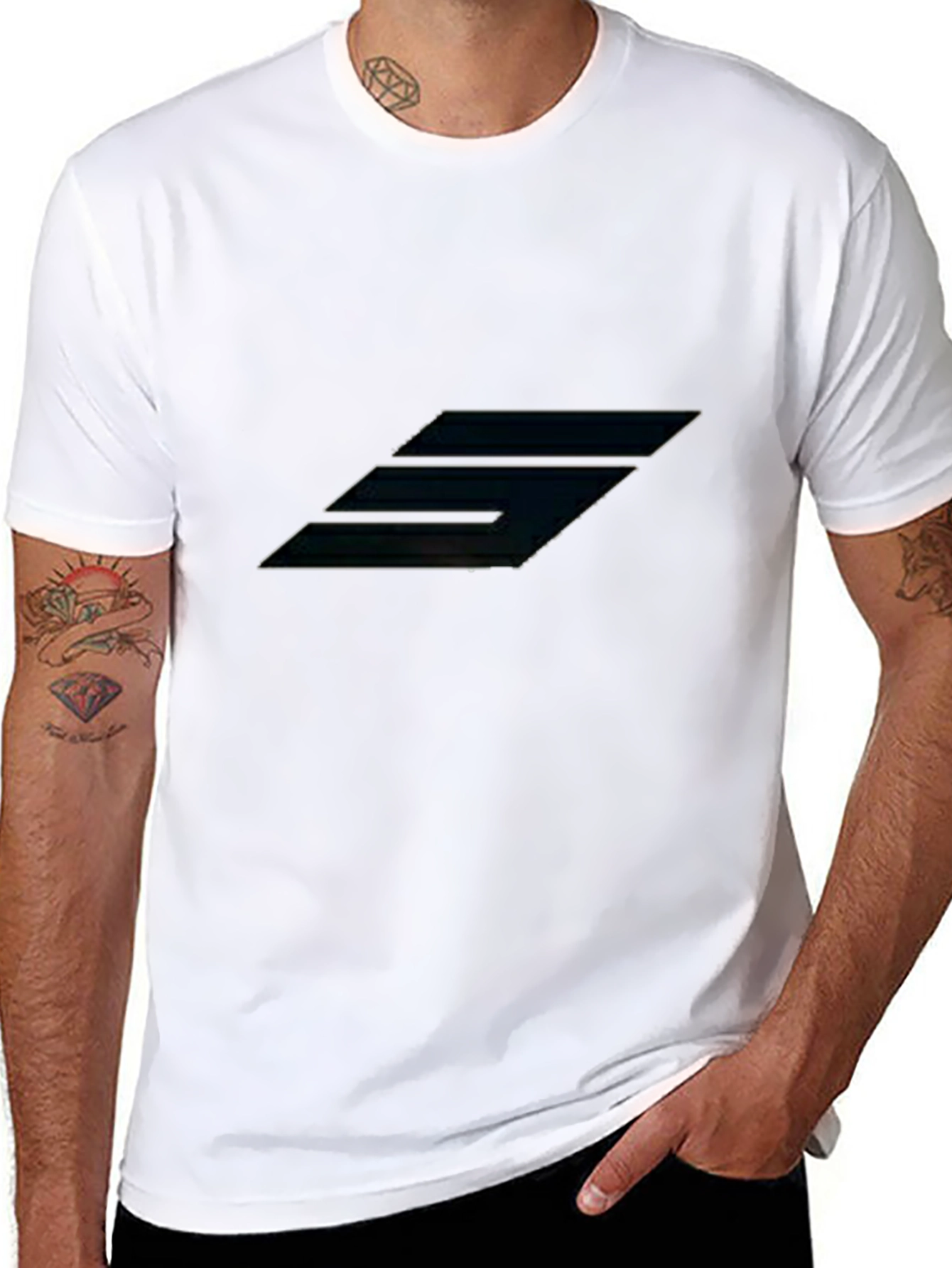 Geometric Design Black Tee - Modern Style