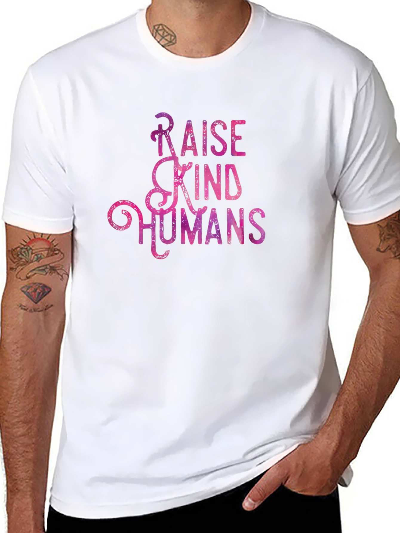 Raise Kind Humans Graphic Tee - Black Cotton T-Shirt