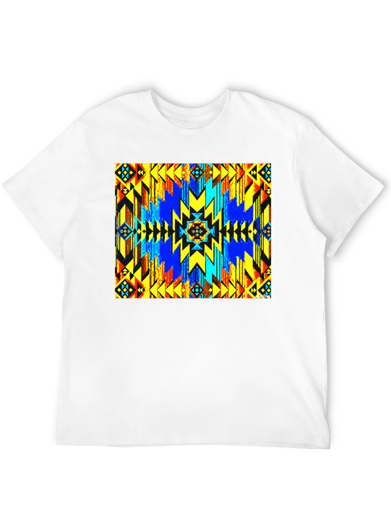 Aztec Geometric Print Black T-Shirt