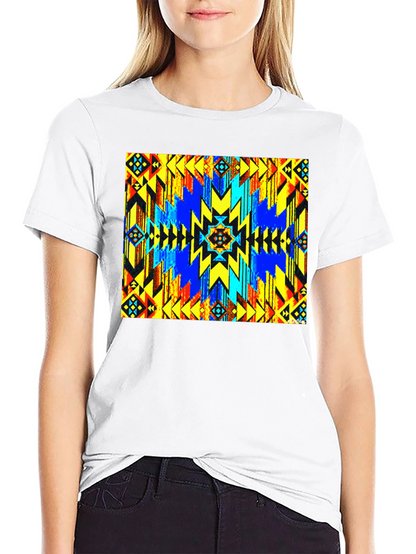 Aztec Geometric Print Black T-Shirt