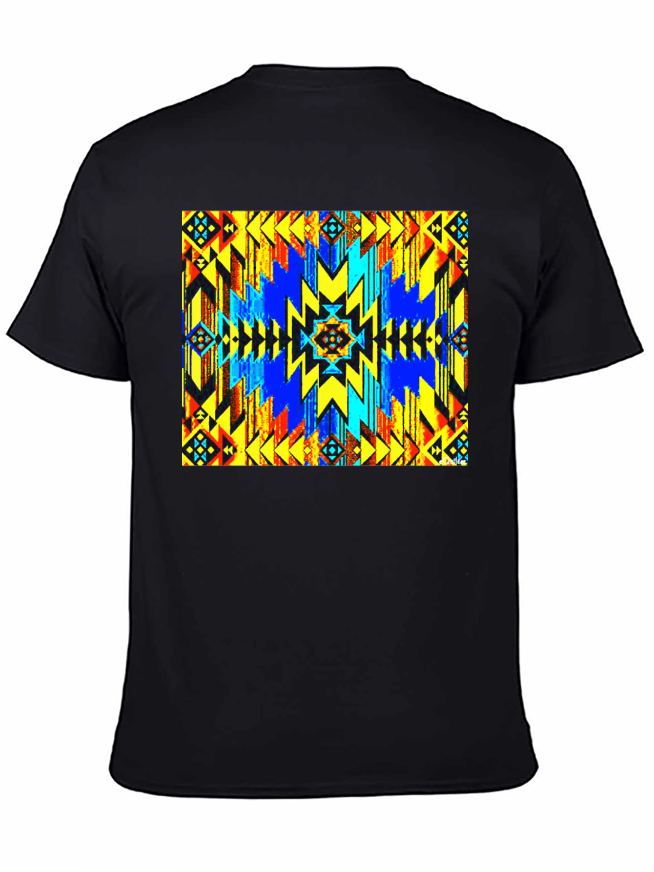 Aztec Geometric Print Black T-Shirt