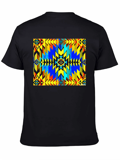 Aztec Geometric Print Black T-Shirt