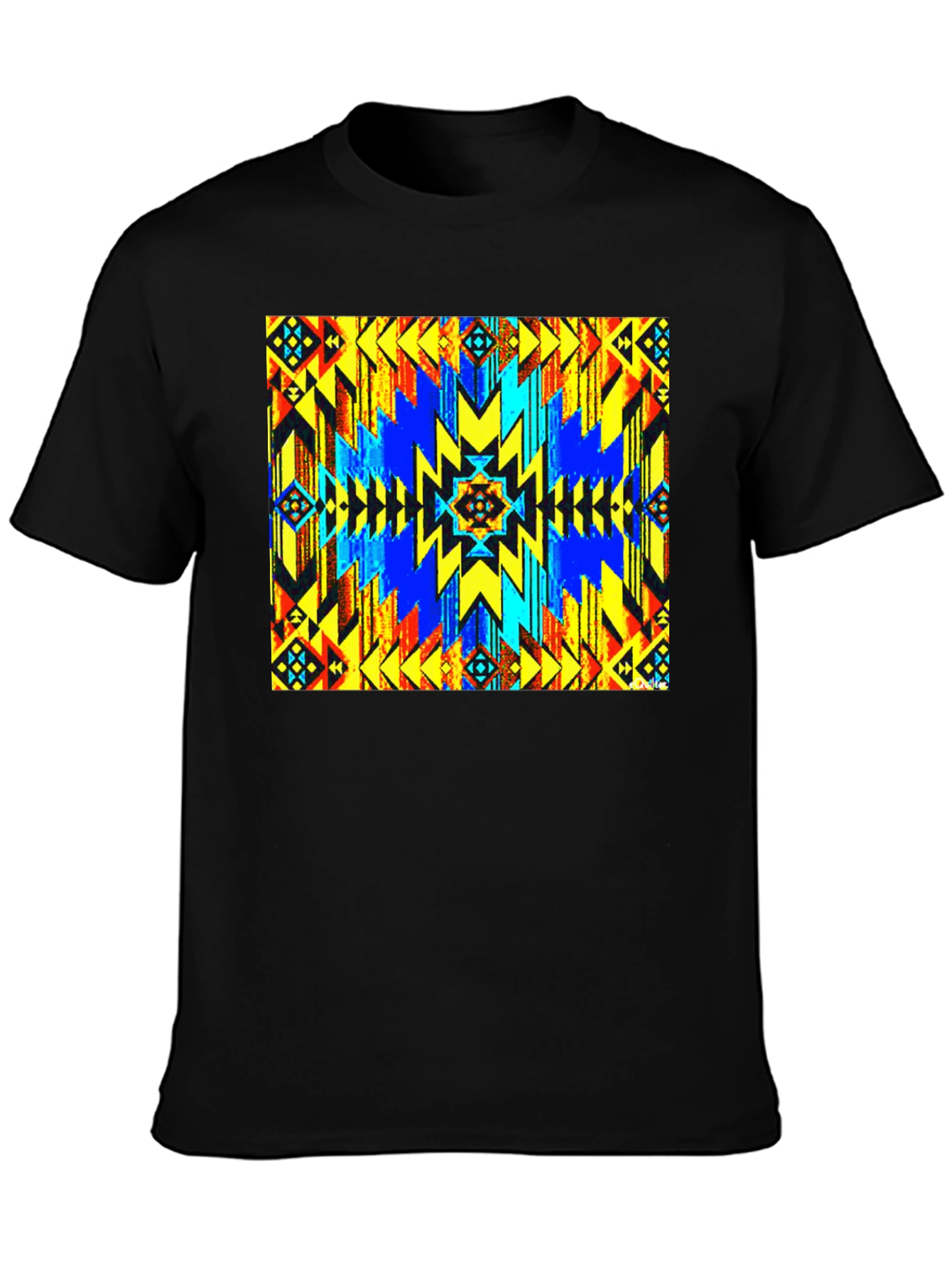 Aztec Geometric Print Black T-Shirt