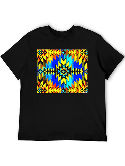Aztec Geometric Print Black T-Shirt