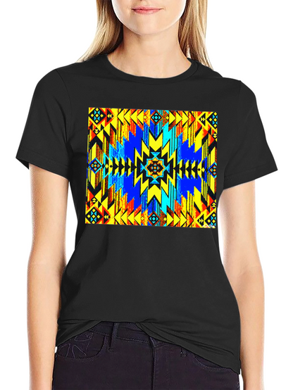 Aztec Geometric Print Black T-Shirt