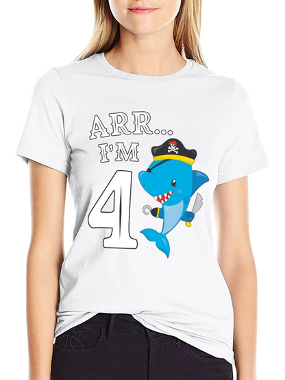 ARR Im 4 Birthday Pirate Shark Kids T-Shirt