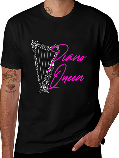 Piano Queen Harp Music Notes Graphic T-Shirt