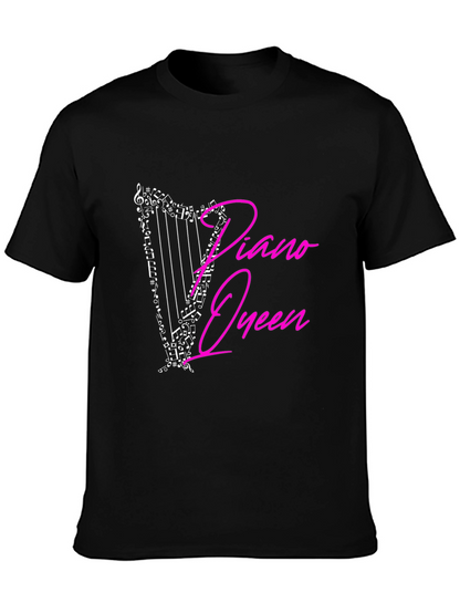 Piano Queen Harp Music Notes Graphic T-Shirt