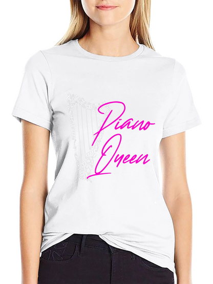 Piano Queen Harp Music Notes Graphic T-Shirt