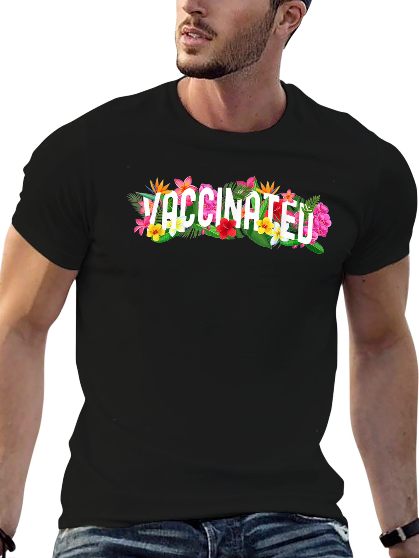Vaccinated Floral Graphic T-Shirt