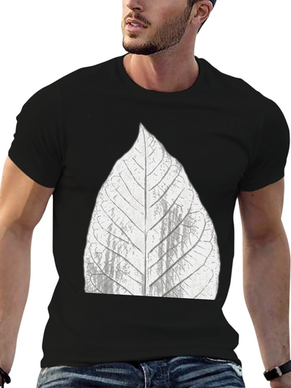 Leaf Print Black T-Shirt