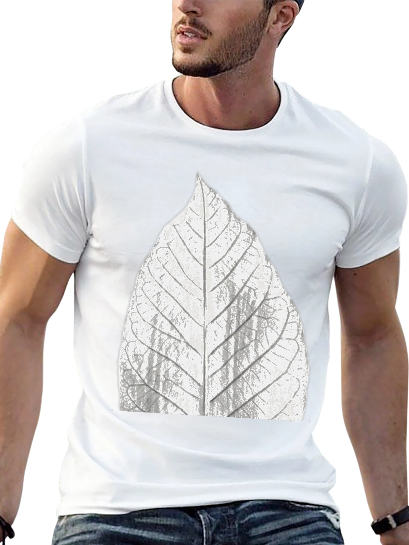 Leaf Print Black T-Shirt
