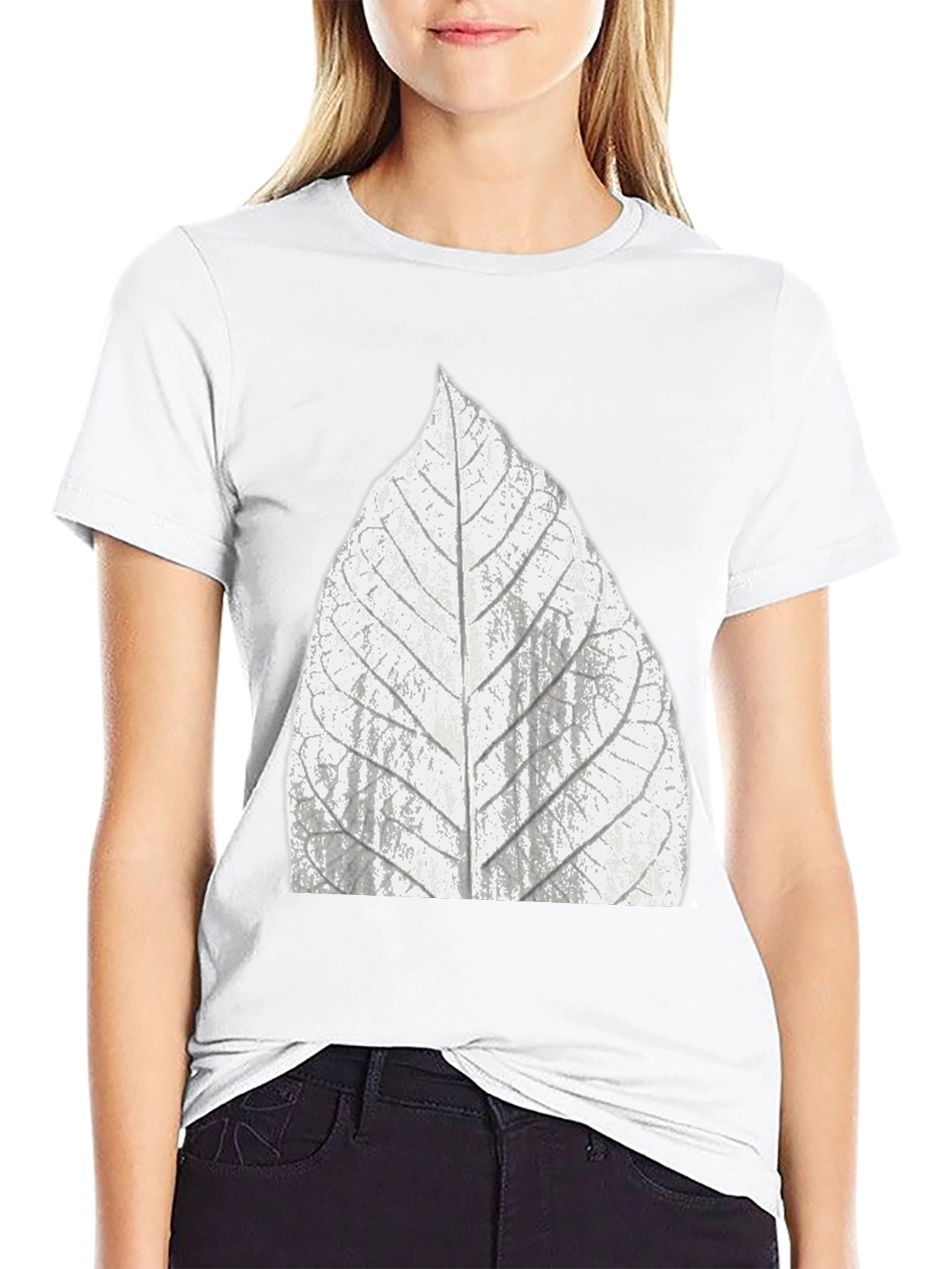 Leaf Print Black T-Shirt