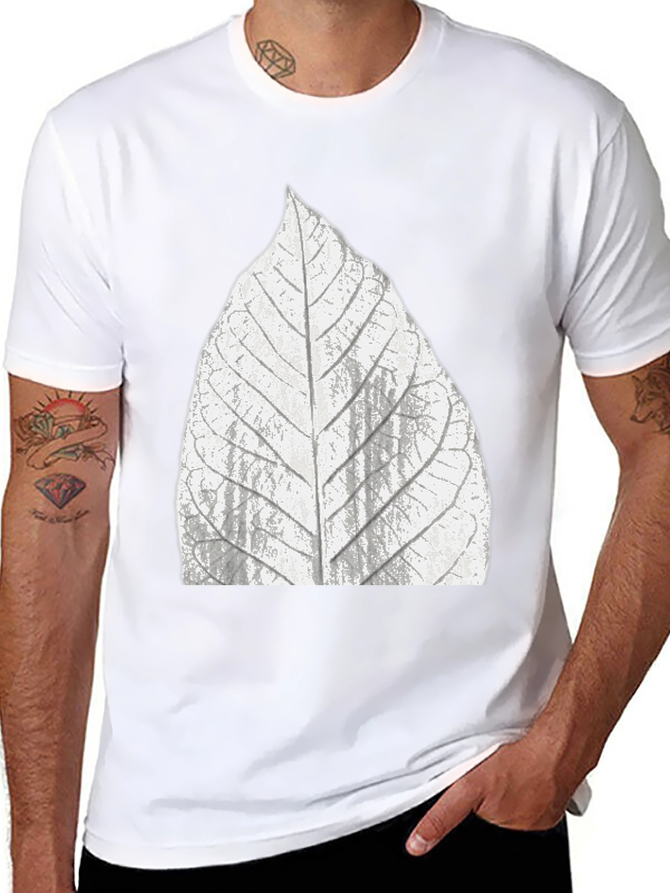 Leaf Print Black T-Shirt