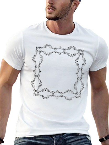 Elegant Framed Graphic Tee - Solid Black Cotton Shirt