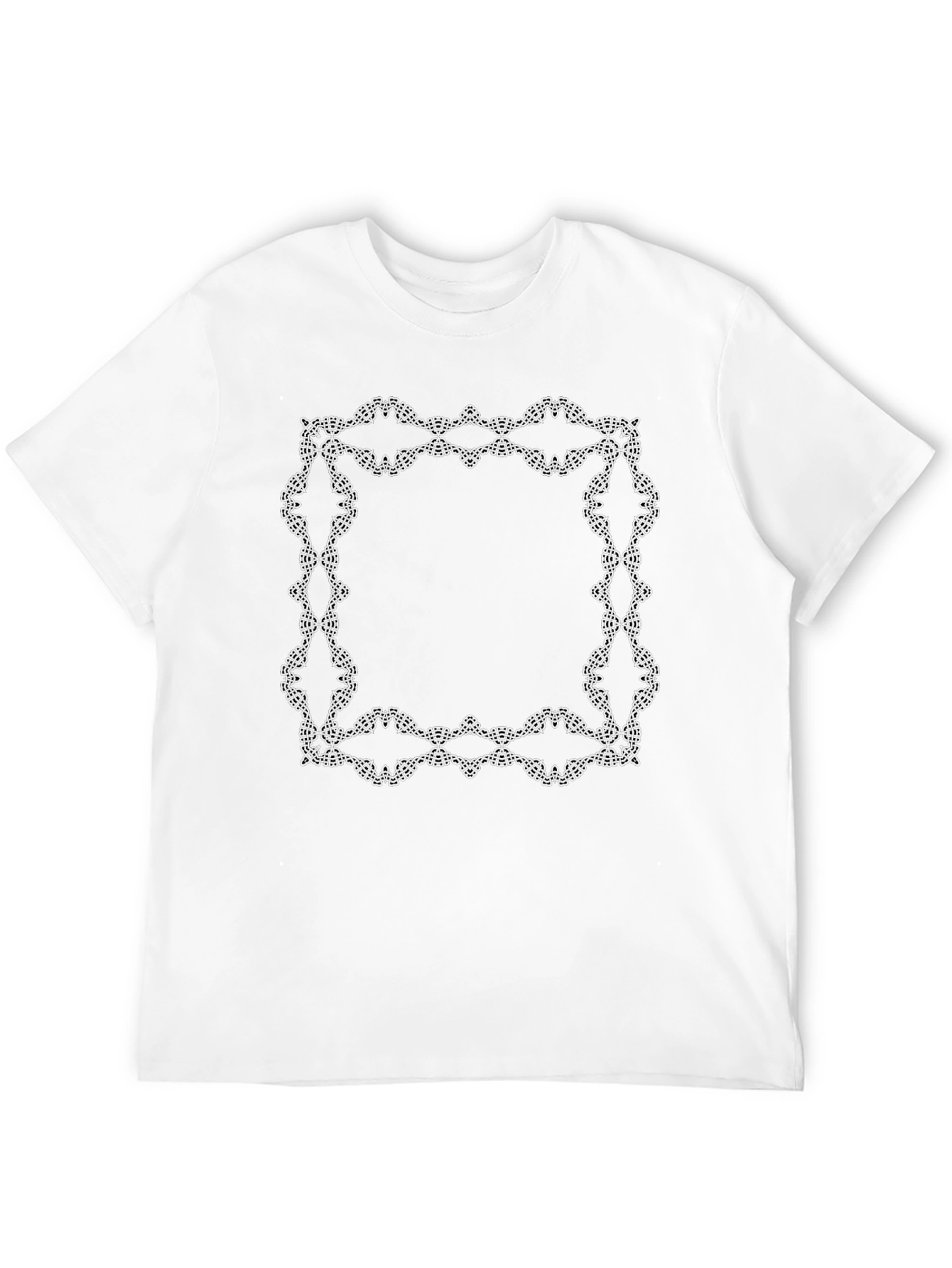Elegant Framed Graphic Tee - Solid Black Cotton Shirt