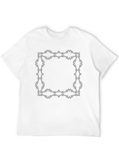 Elegant Framed Graphic Tee - Solid Black Cotton Shirt