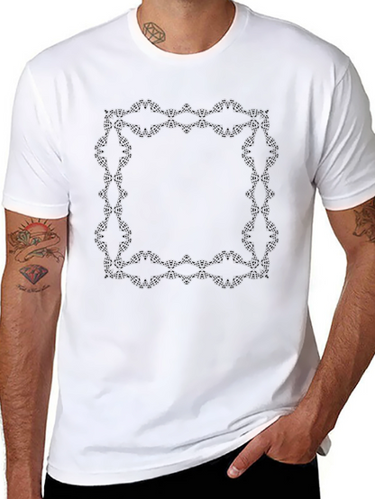 Elegant Framed Graphic Tee - Solid Black Cotton Shirt