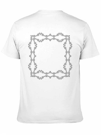 Elegant Framed Graphic Tee - Solid Black Cotton Shirt