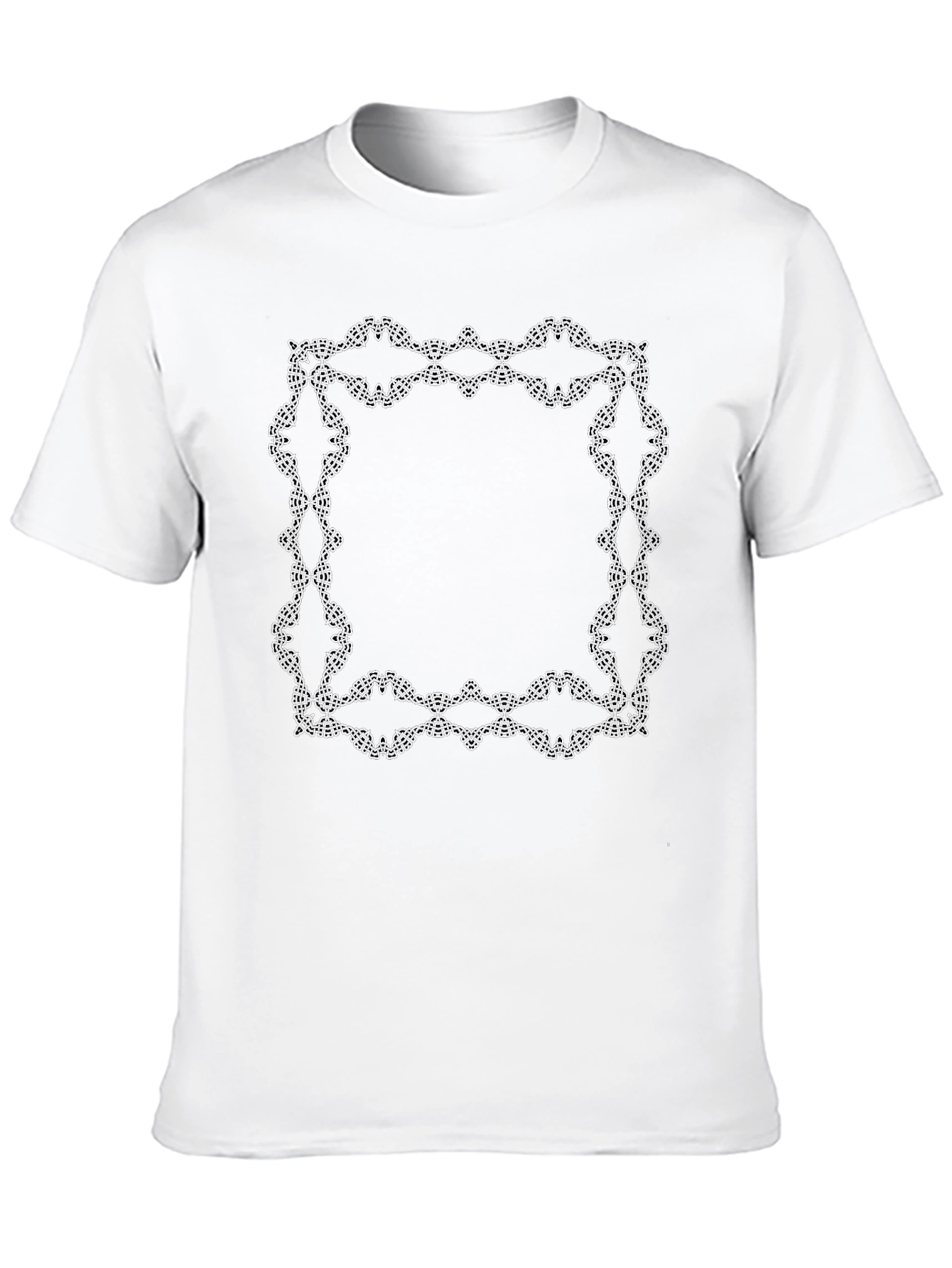 Elegant Framed Graphic Tee - Solid Black Cotton Shirt