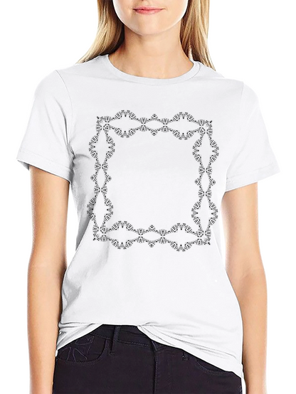 Elegant Framed Graphic Tee - Solid Black Cotton Shirt