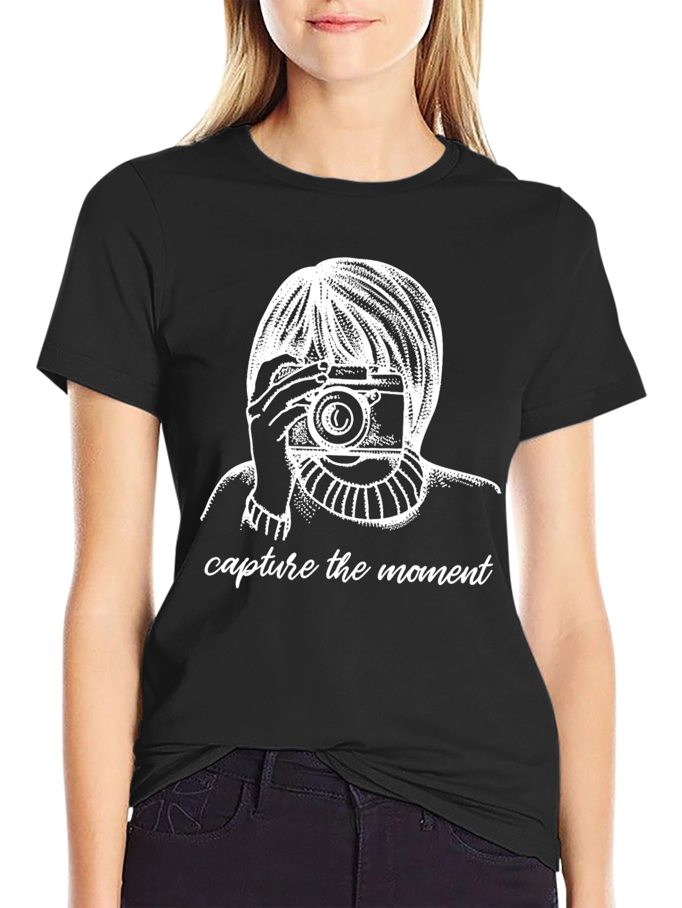 Capture The Moment Graphic Tee - Stylish Black T-Shirt