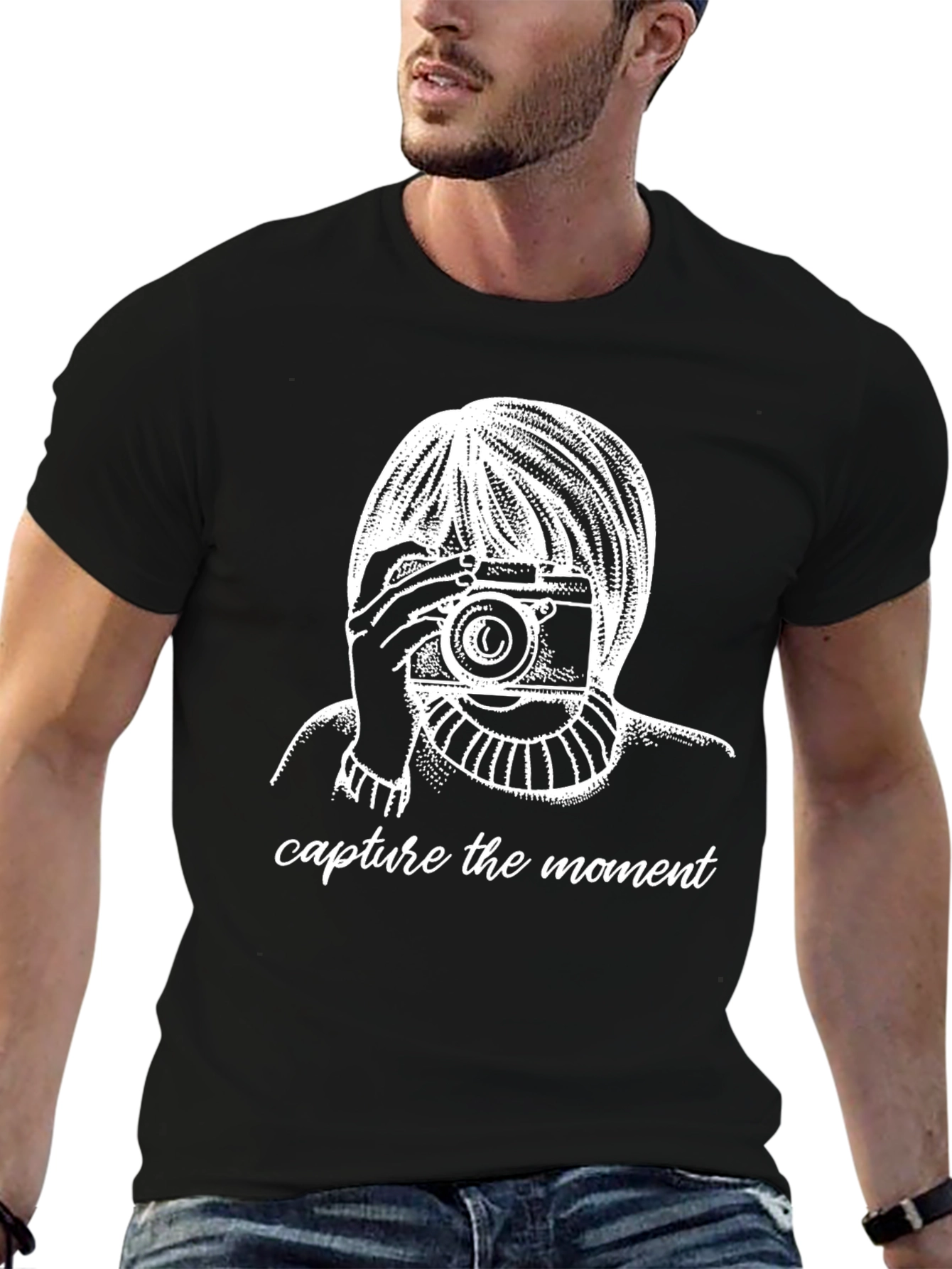 Capture The Moment Graphic Tee - Stylish Black T-Shirt
