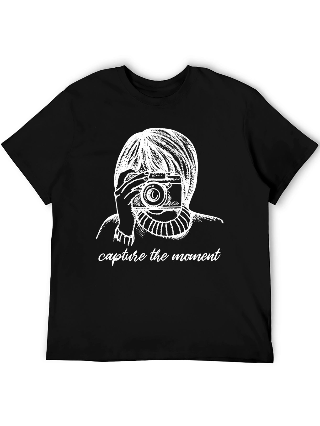 Capture The Moment Graphic Tee - Stylish Black T-Shirt