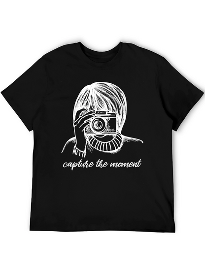 Capture The Moment Graphic Tee - Stylish Black T-Shirt