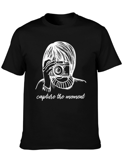 Capture The Moment Graphic Tee - Stylish Black T-Shirt