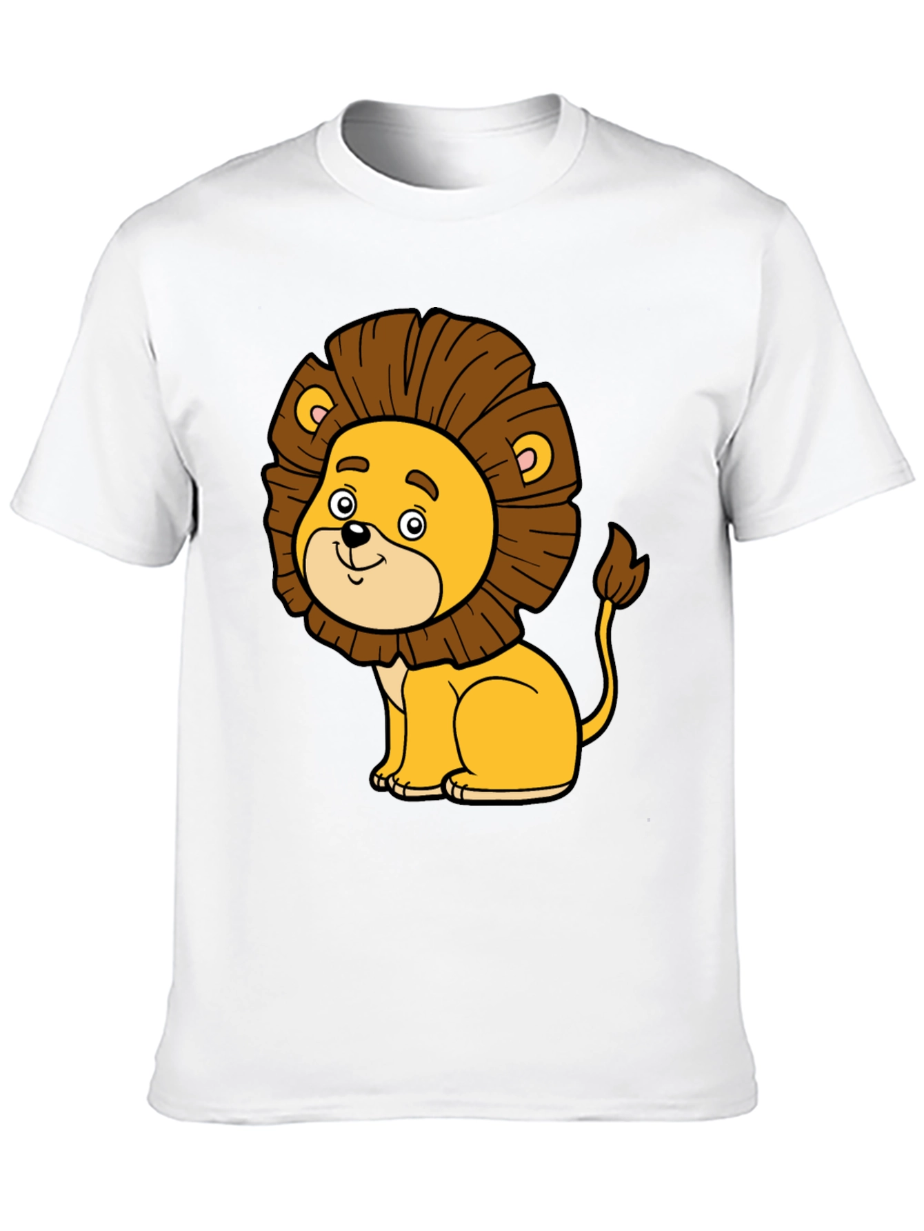 Cute Cartoon Lion Black T-Shirt - Fun Graphic Tee