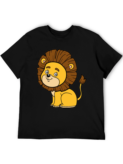 Cute Cartoon Lion Black T-Shirt - Fun Graphic Tee