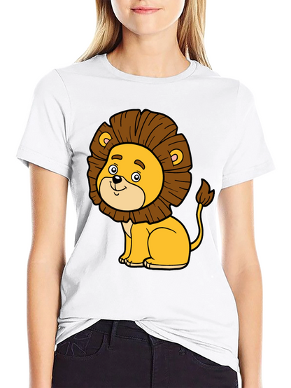 Cute Cartoon Lion Black T-Shirt - Fun Graphic Tee