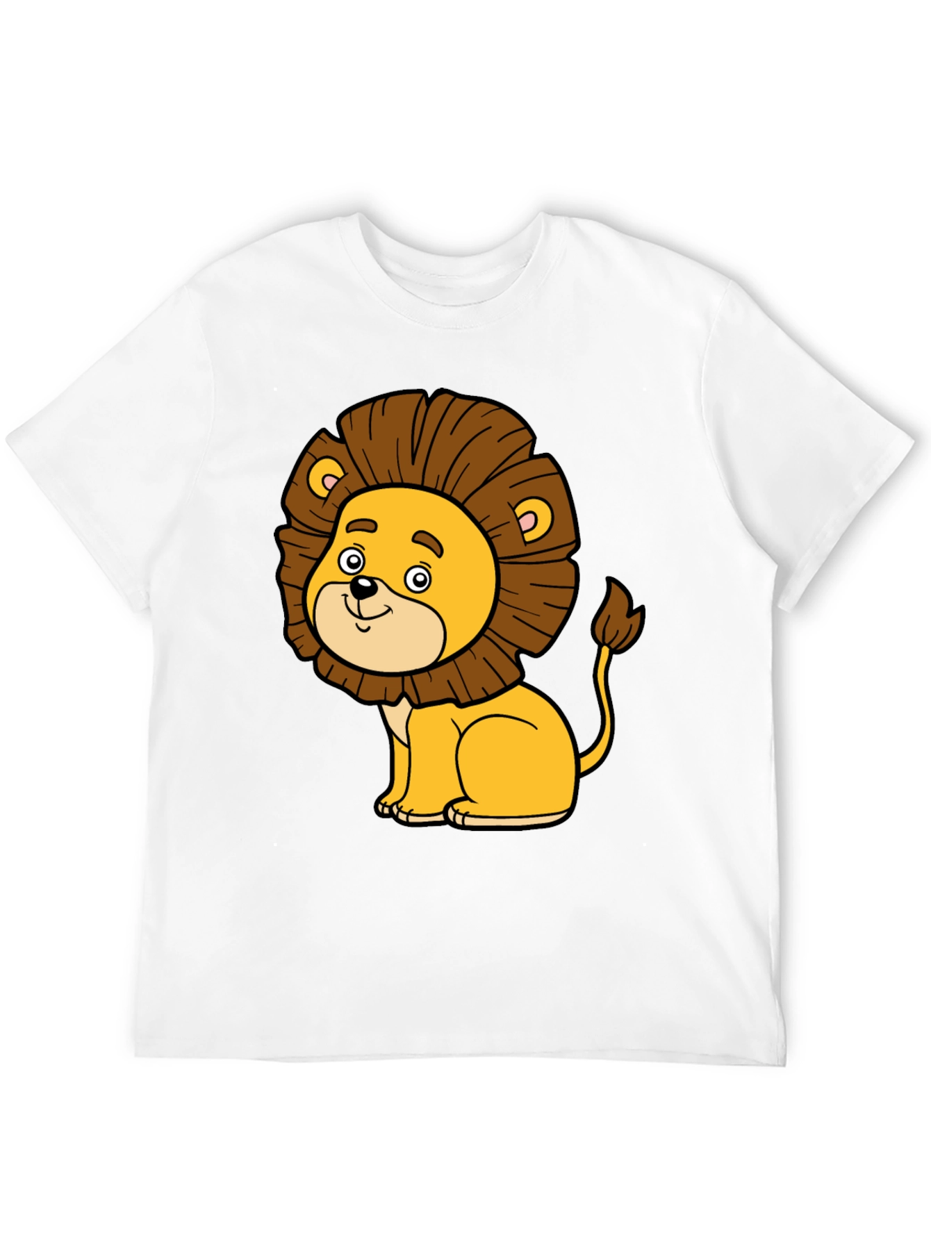Cute Cartoon Lion Black T-Shirt - Fun Graphic Tee