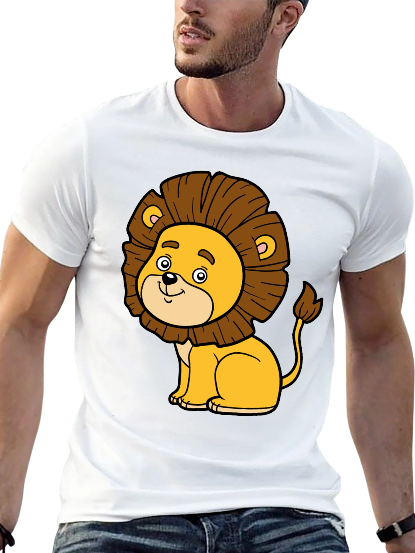 Cute Cartoon Lion Black T-Shirt - Fun Graphic Tee