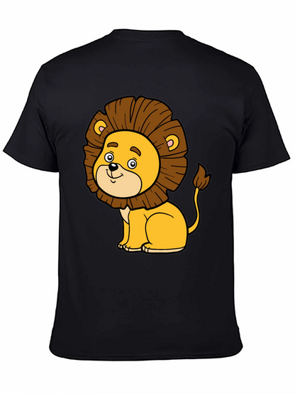 Cute Cartoon Lion Black T-Shirt - Fun Graphic Tee
