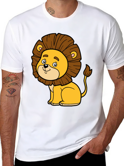 Cute Cartoon Lion Black T-Shirt - Fun Graphic Tee