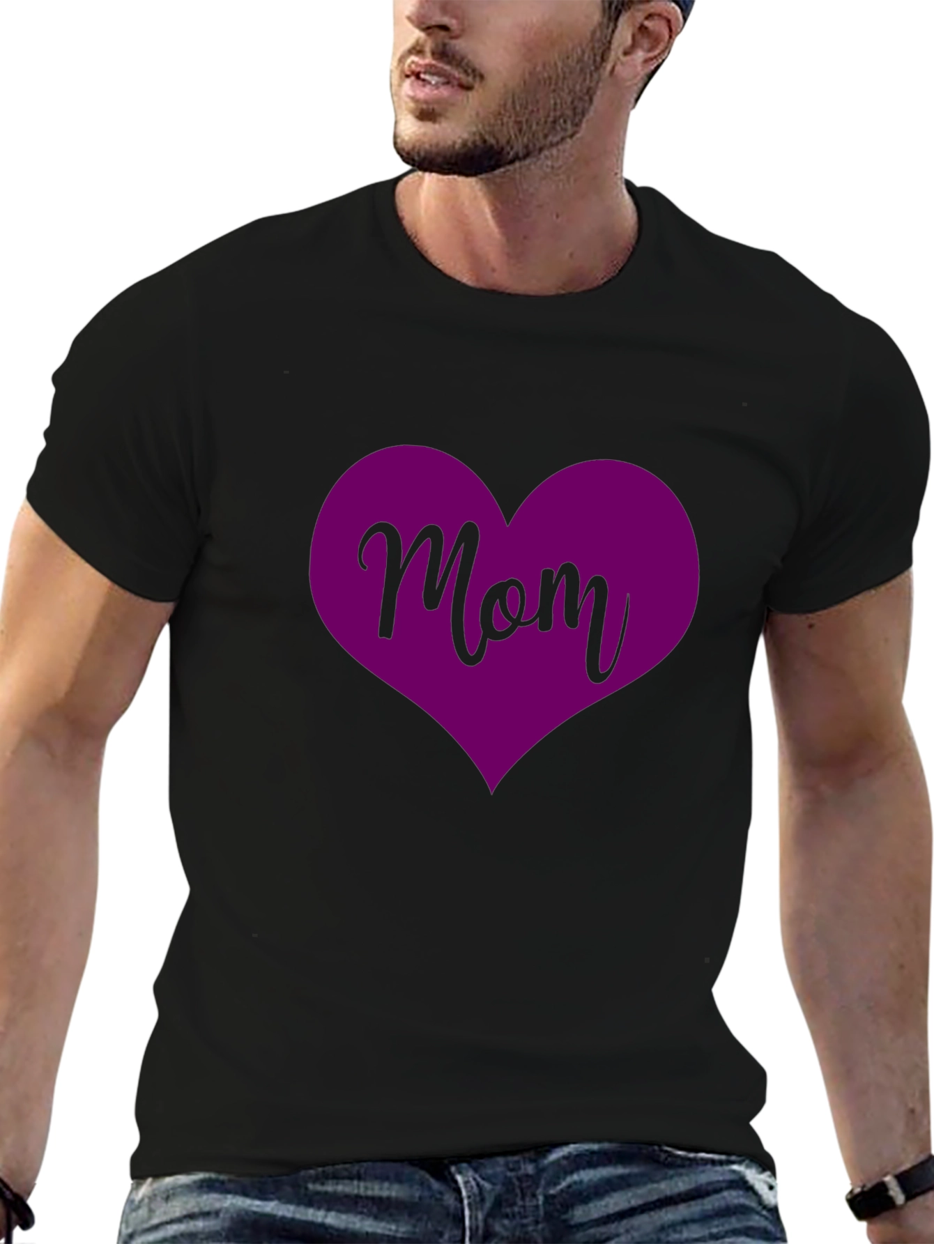 Mom Heart T-Shirt - Black Stylish and Comfortable