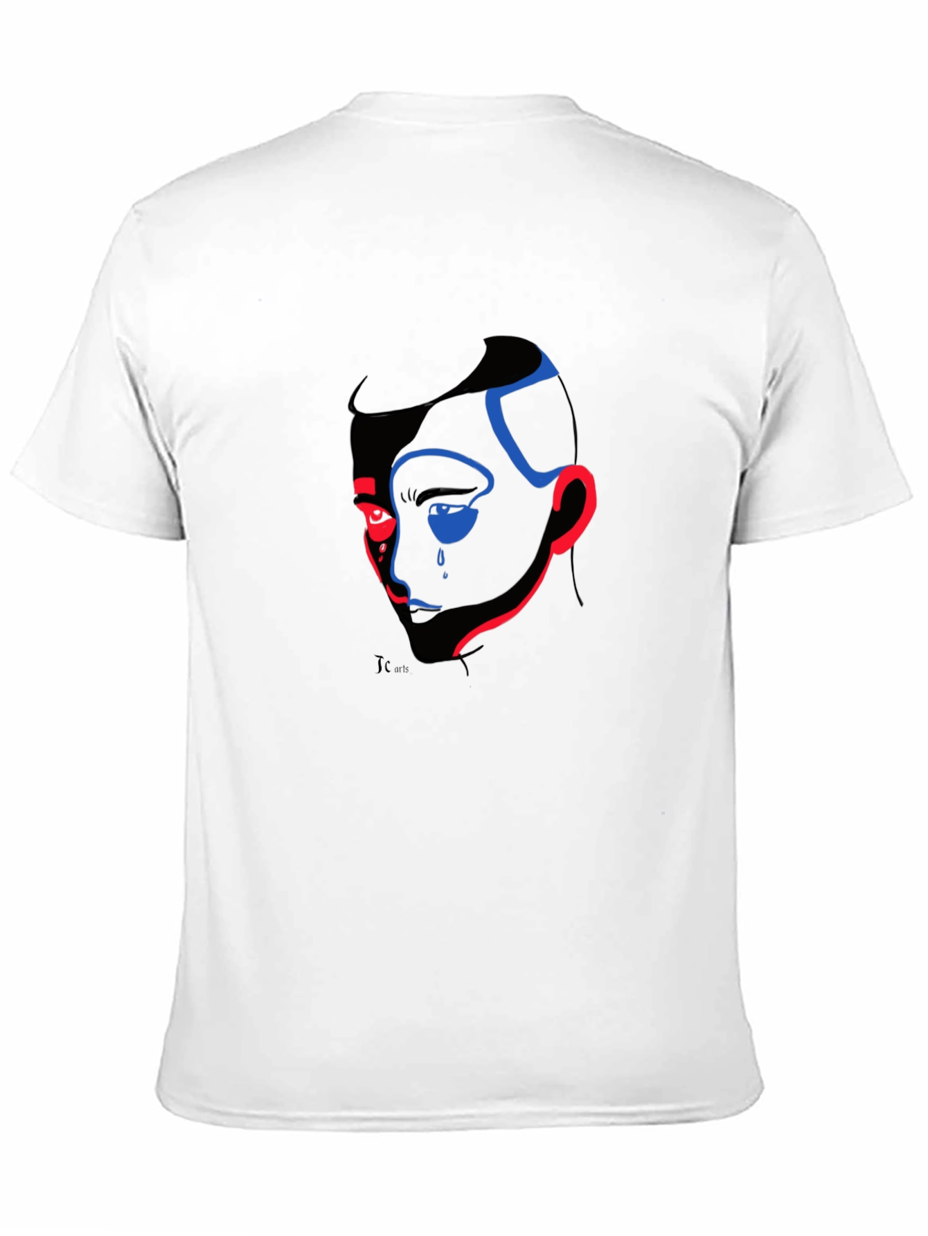 Abstract Face Graphic Print Black T-Shirt