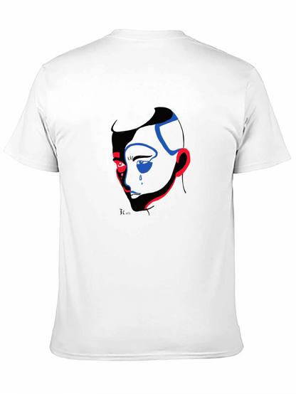 Abstract Face Graphic Print Black T-Shirt