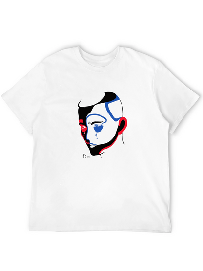 Abstract Face Graphic Print Black T-Shirt