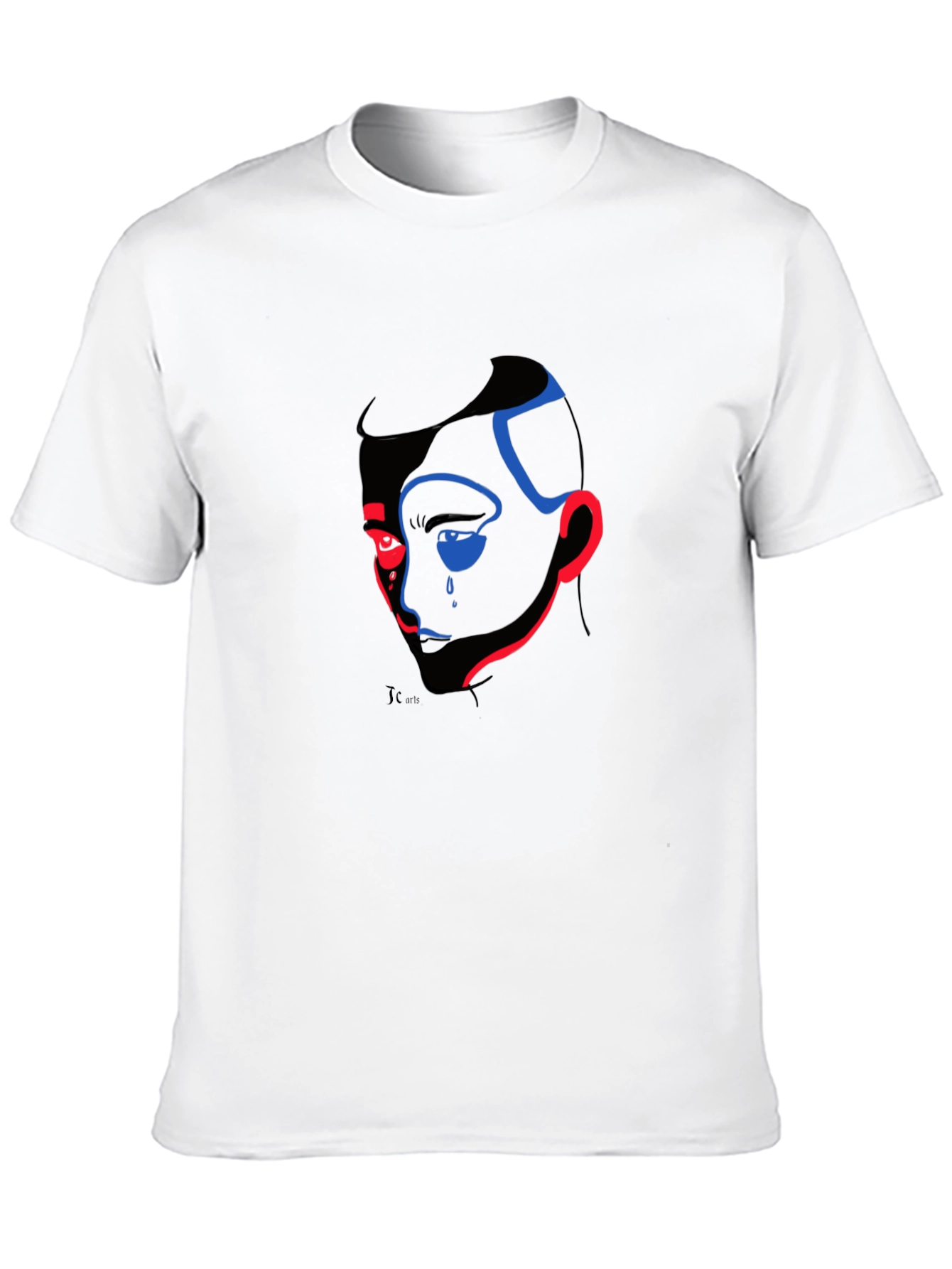 Abstract Face Graphic Print Black T-Shirt