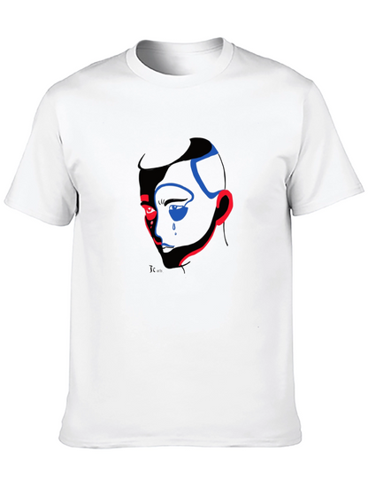 Abstract Face Graphic Print Black T-Shirt