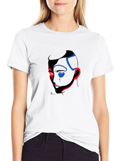 Abstract Face Graphic Print Black T-Shirt