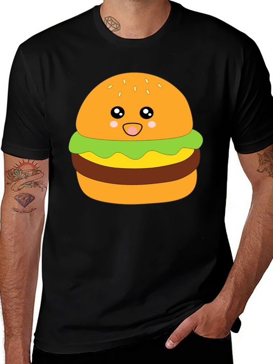 Kawaii Burger Graphic Tee - Unisex Black T-Shirt