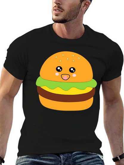 Kawaii Burger Graphic Tee - Unisex Black T-Shirt