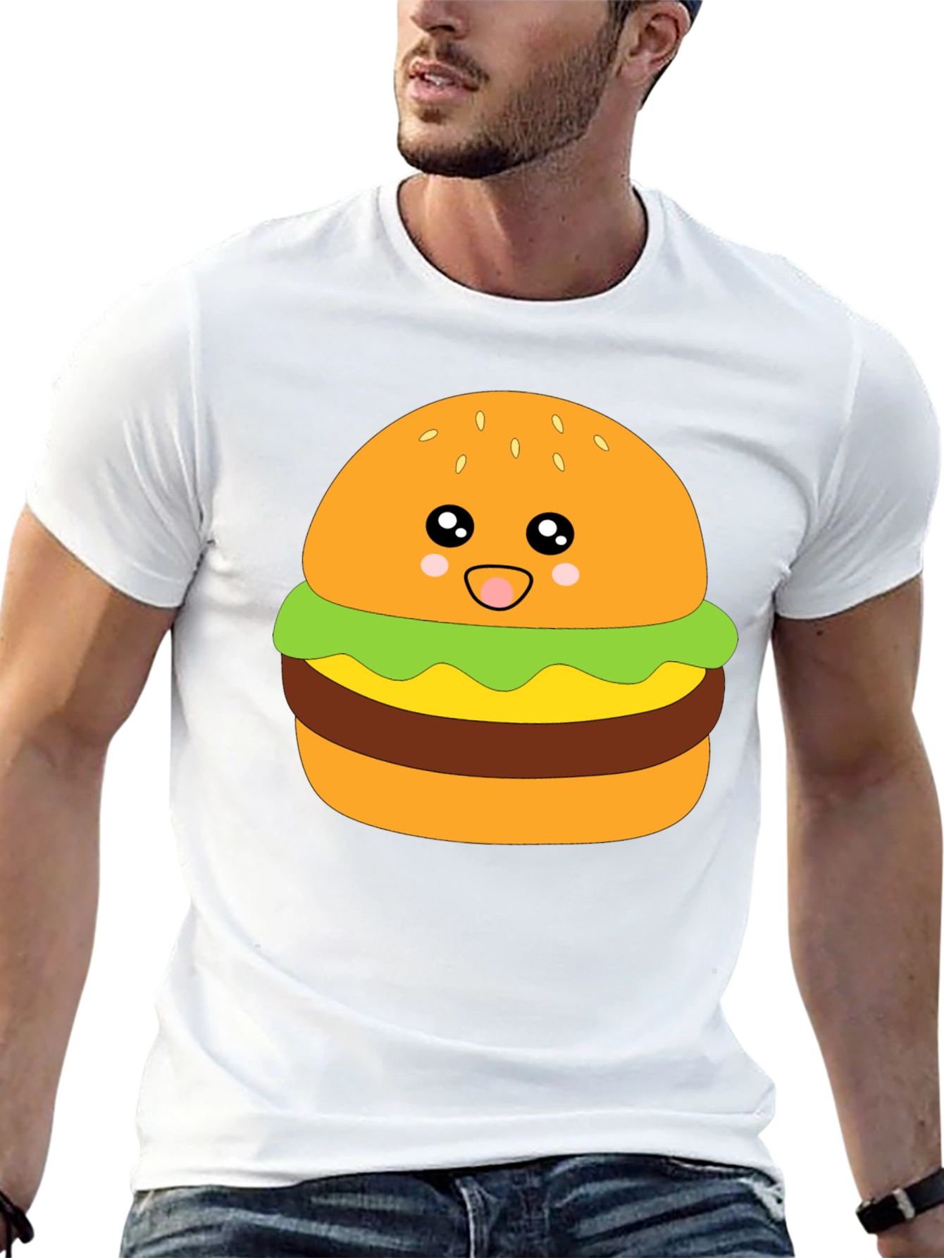 Kawaii Burger Graphic Tee - Unisex Black T-Shirt
