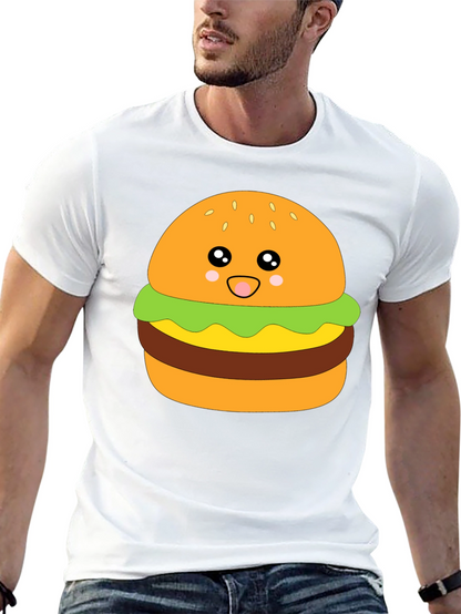 Kawaii Burger Graphic Tee - Unisex Black T-Shirt