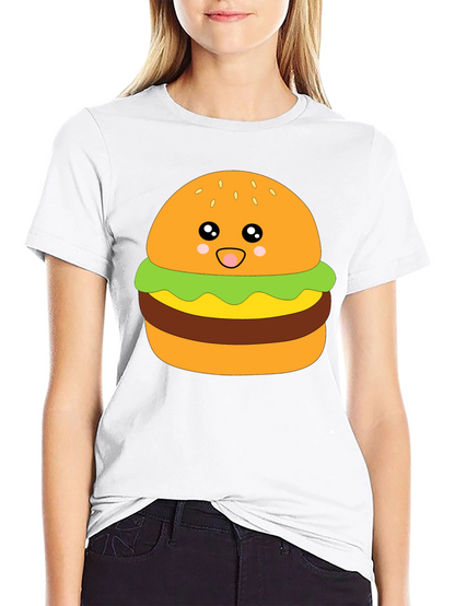 Kawaii Burger Graphic Tee - Unisex Black T-Shirt